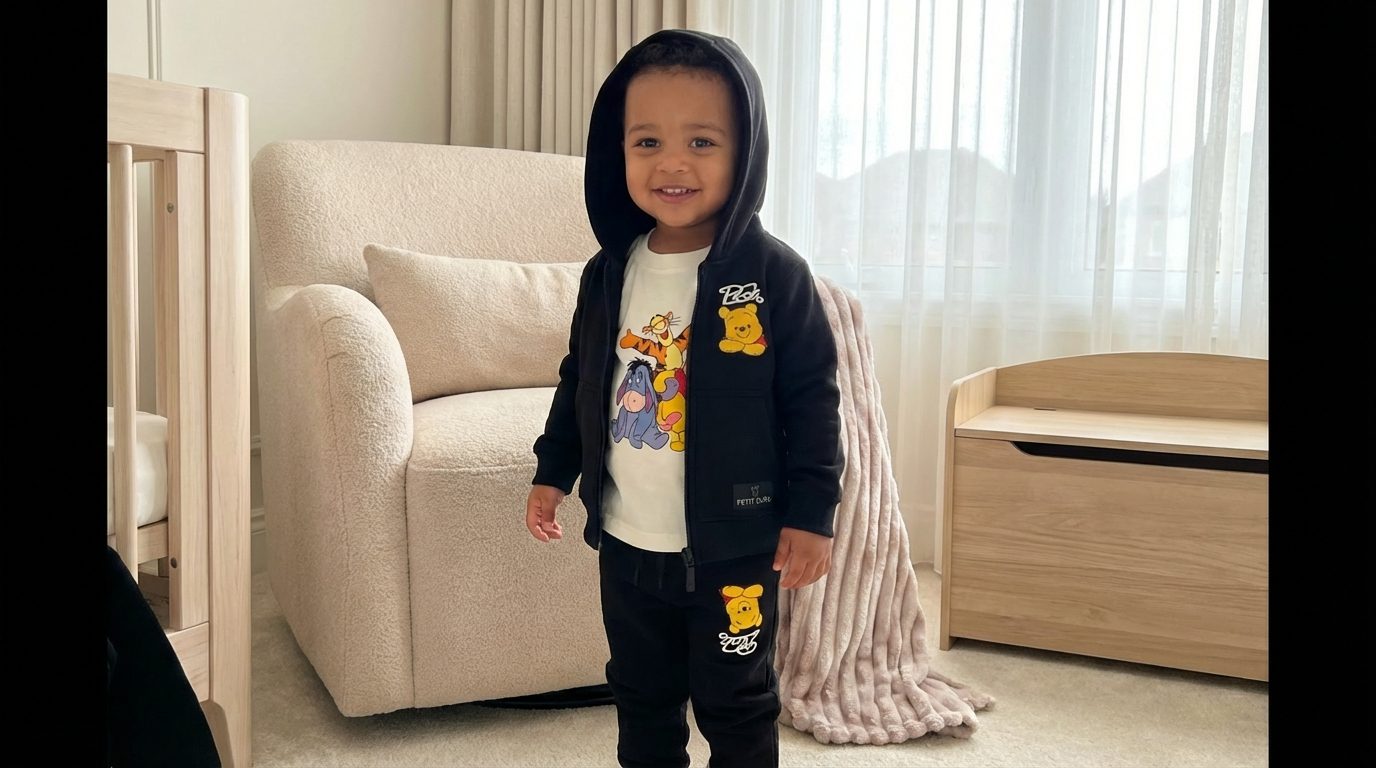 "Winnie & Friends" 3-Piece Boys Set (Black Hoodie + Tee + Pants)